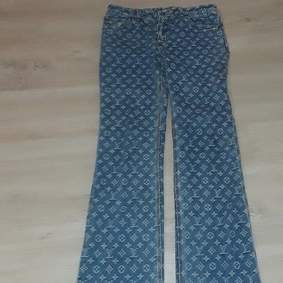 Vintage Louis Vuitton monogram logo denim jeans size 38--guaranteed authentic - Picture 2 of 13